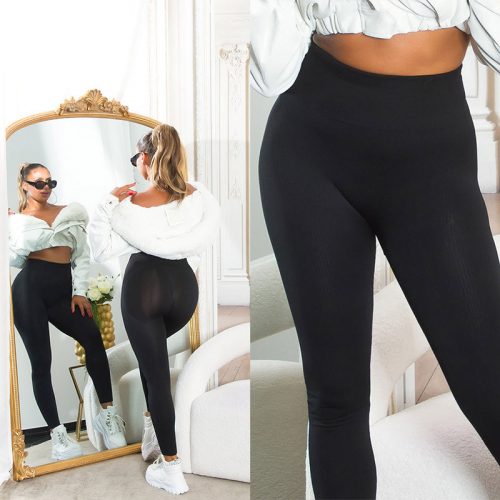 Karcsúsító bordázott magasderekú leggings